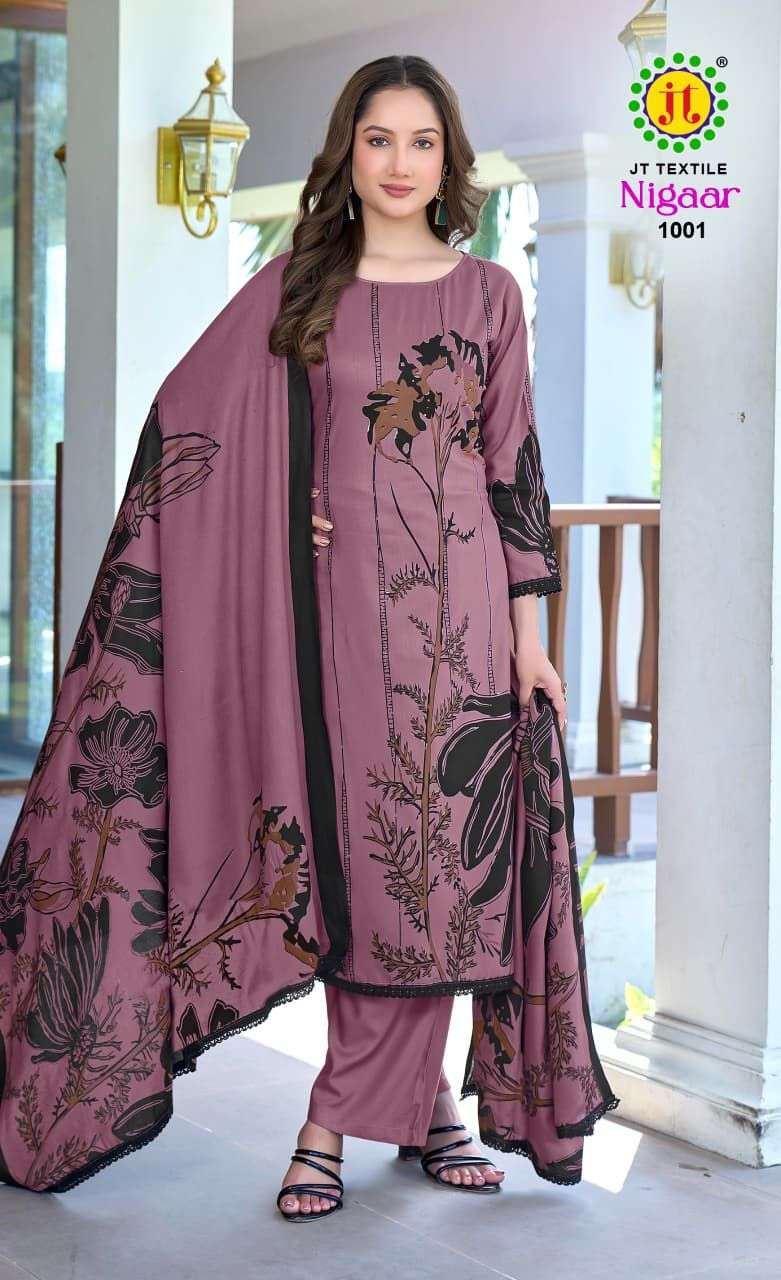JT NIGAAR VOL 1 RAYON PREMIUM WORKS LADIES SALWAR SUIT