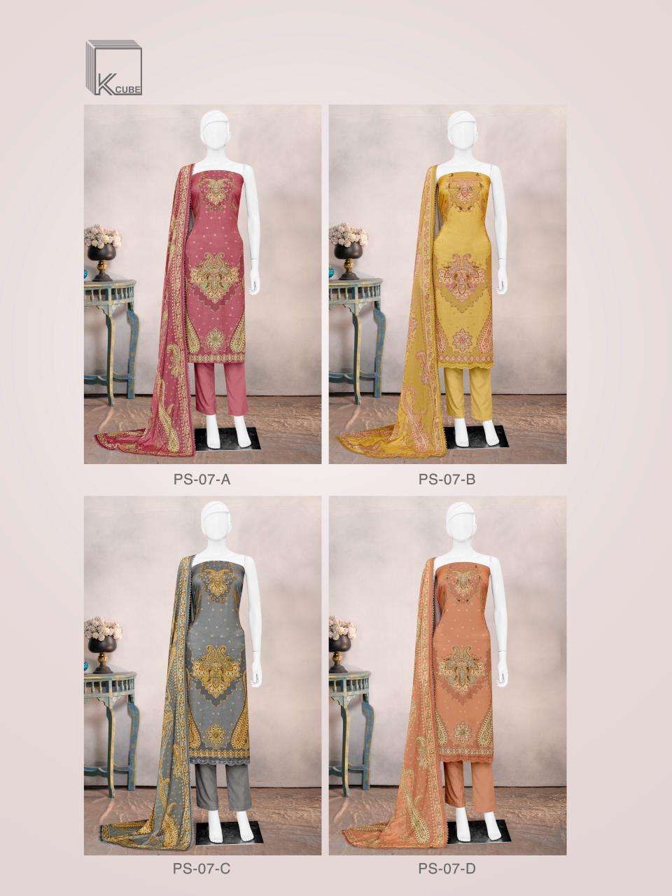 K CUBE GHAZAL PASHMINA DIGITAL PRINT WITH HAND WORK SUIT