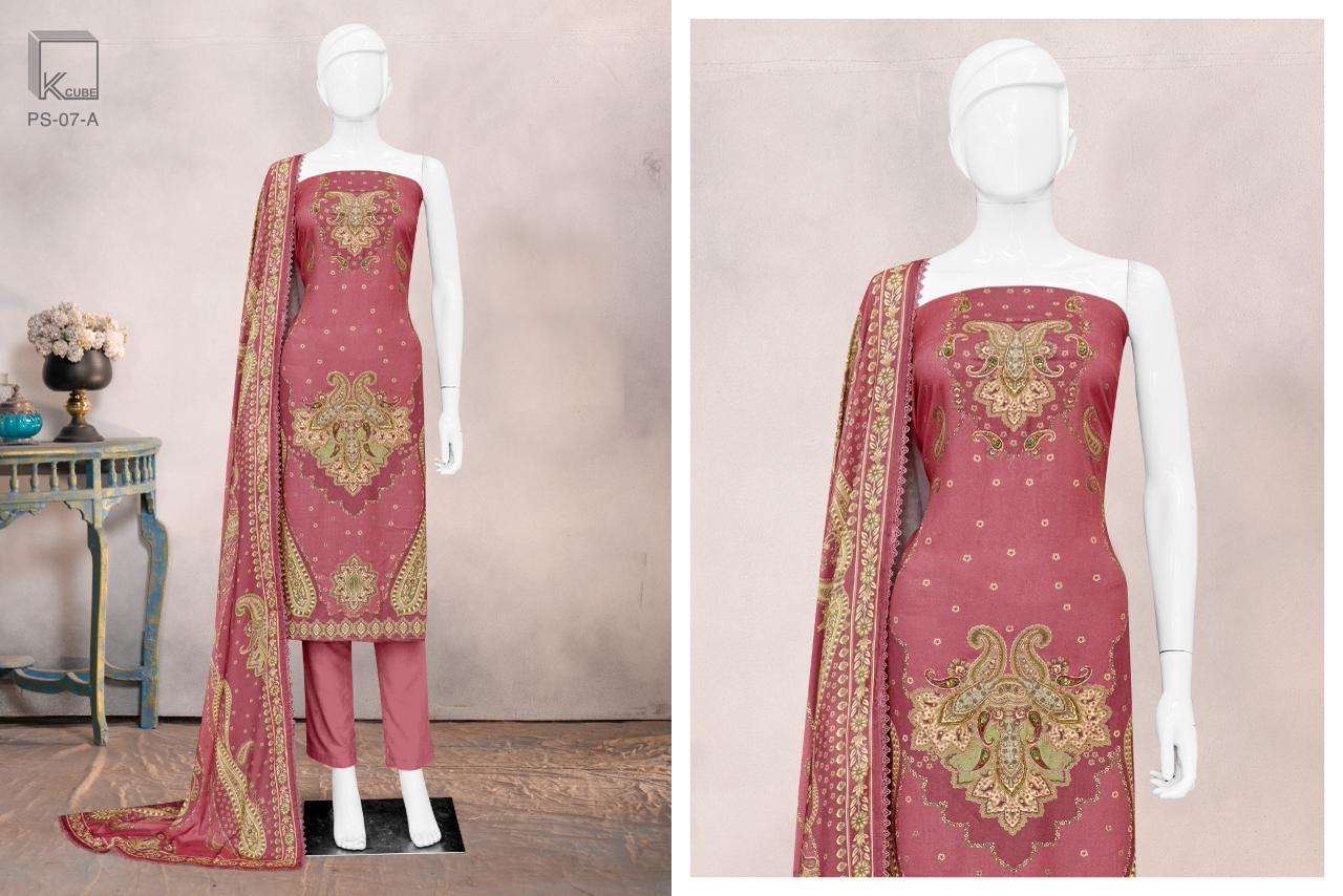 K CUBE GHAZAL PASHMINA DIGITAL PRINT WITH HAND WORK SUIT