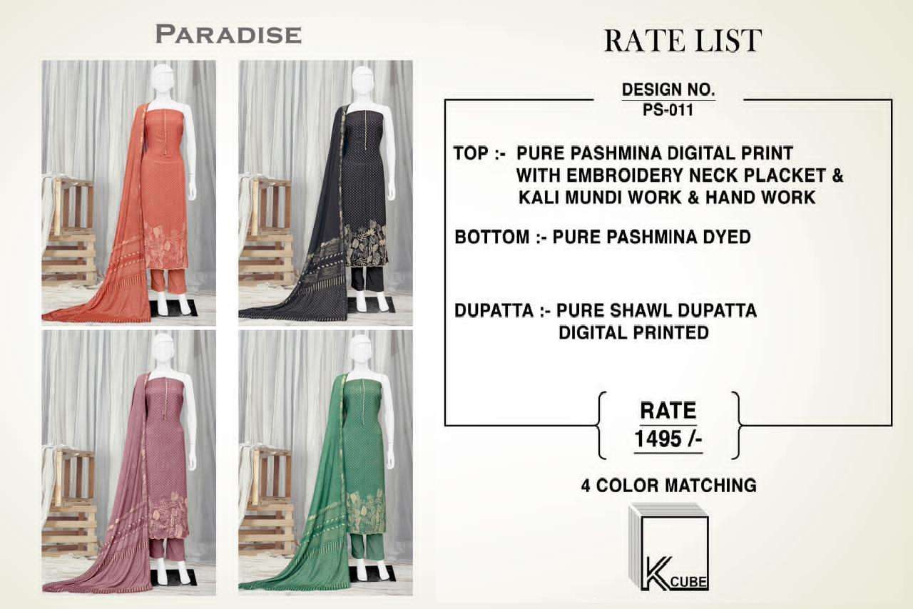K CUBE PARADISE PASHMINA DIGITAL PRINT WITH FANCY EMBROIDERY SUIT 