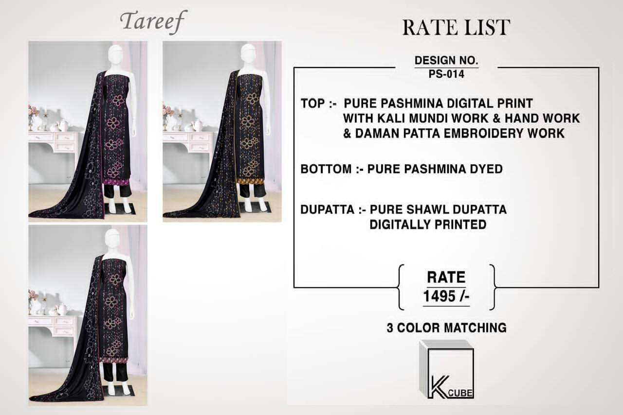 K CUBE TAREEF PASHMINA DIGITAL PRINTED WITH EMBROIDERY WORK DRESS