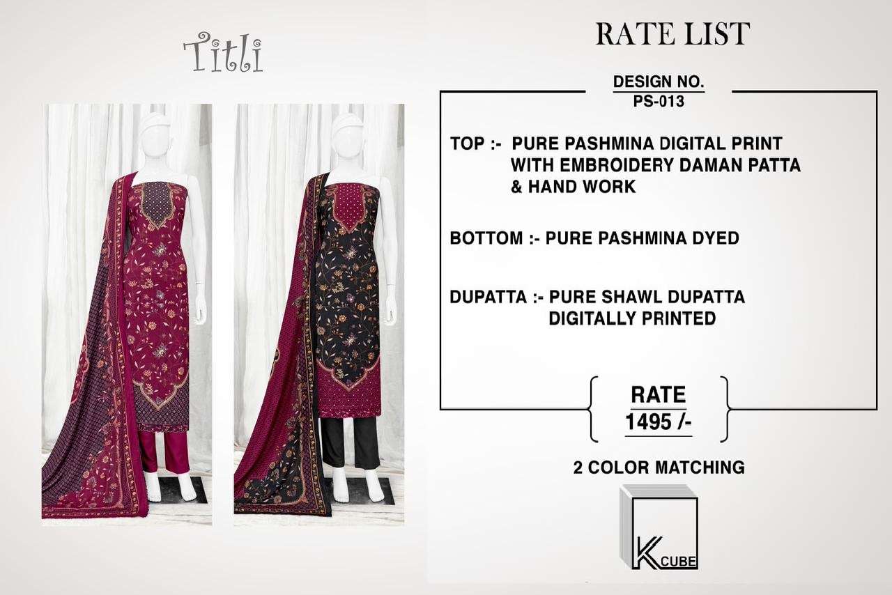 K CUBE TITTLI PASHMINA DIGITAL PRINT WITH HAND WORK SUIT