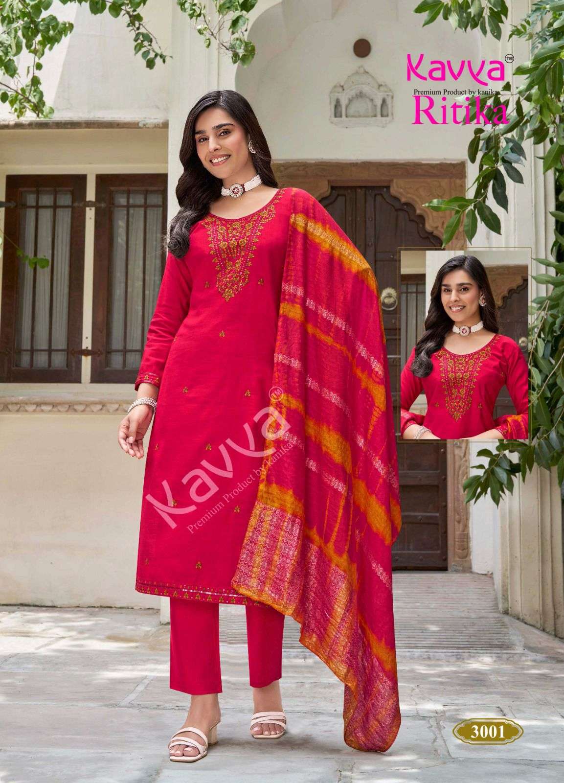 KAVYA RITIKA VOL 3 VISCOSE FANCY EMBROIDERIES WORK LADIES 3PCS SET COLLECTION 