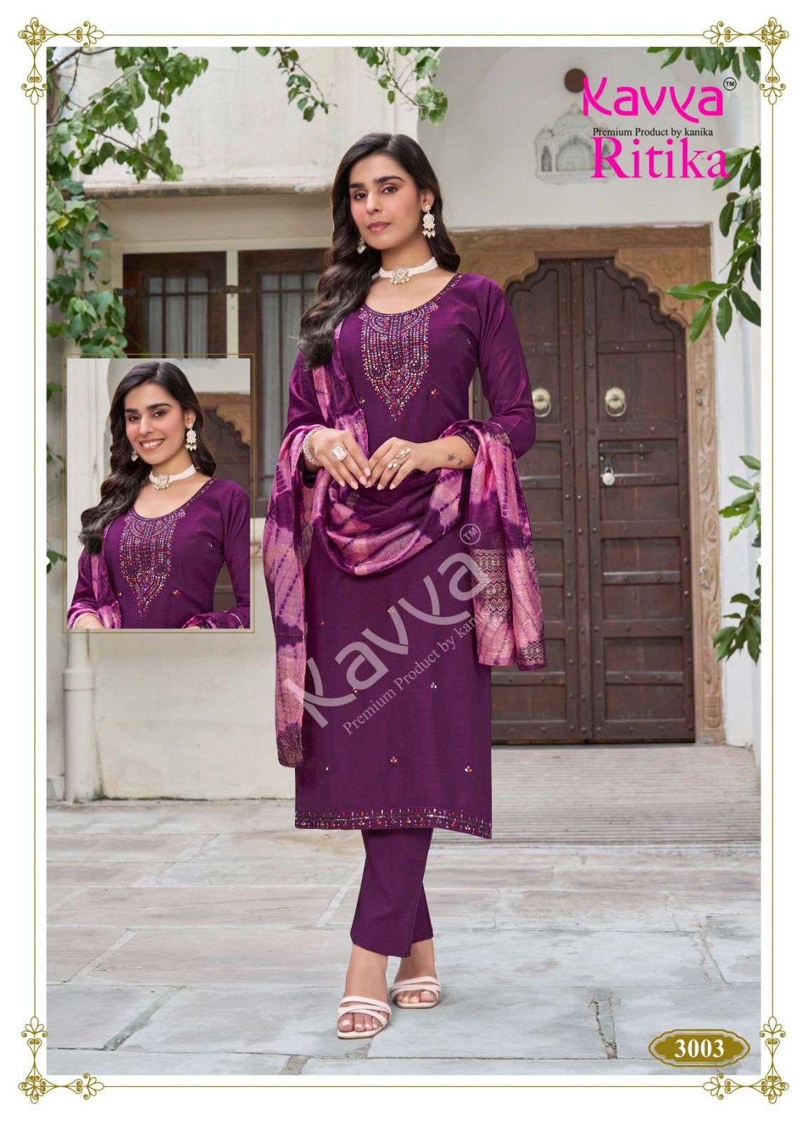 KAVYA RITIKA VOL 3 VISCOSE FANCY EMBROIDERIES WORK LADIES 3PCS SET COLLECTION 