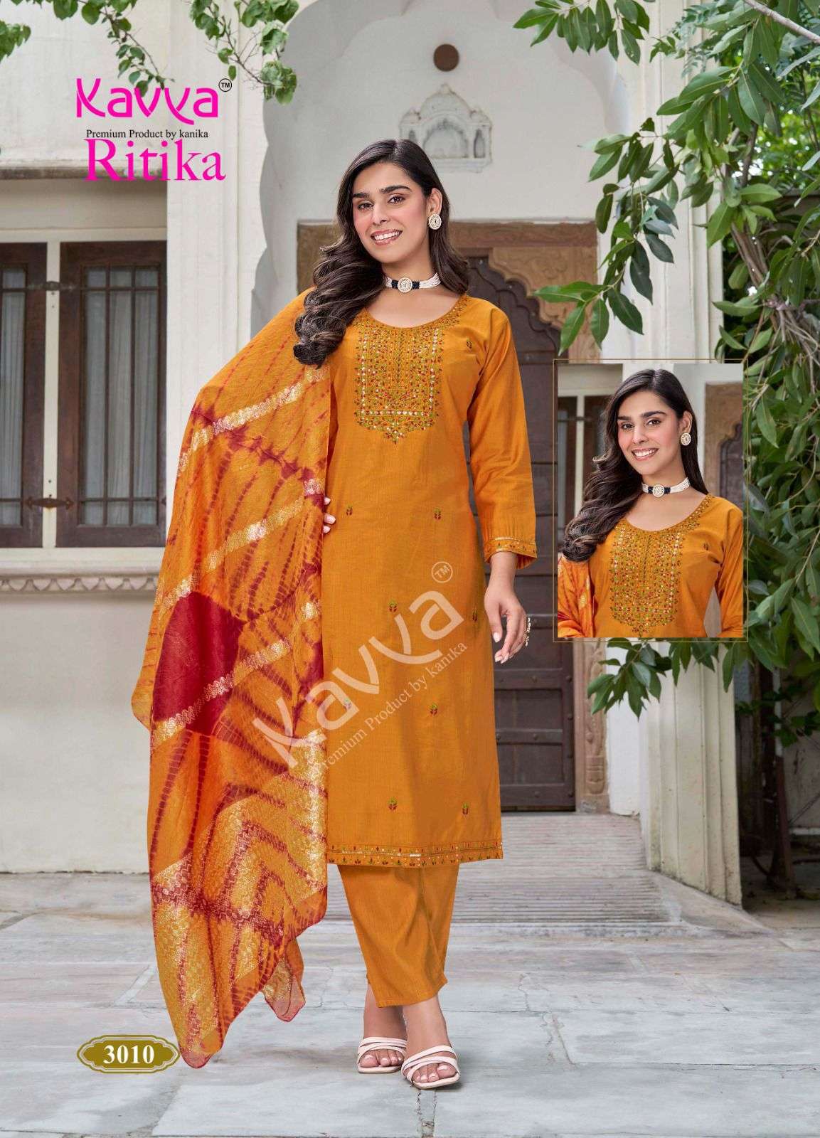 KAVYA RITIKA VOL 3 VISCOSE FANCY EMBROIDERIES WORK LADIES 3PCS SET COLLECTION 