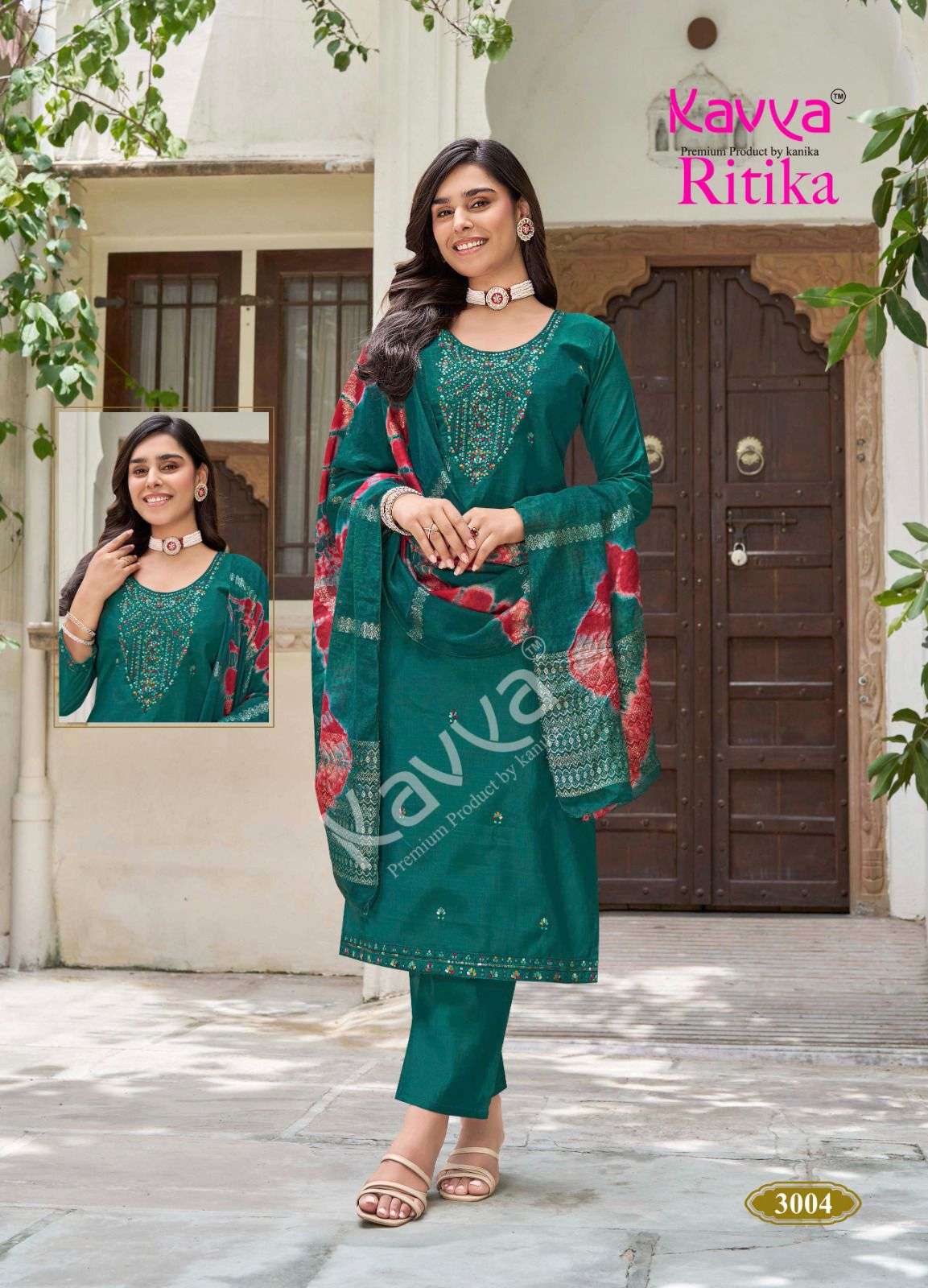 KAVYA RITIKA VOL 3 VISCOSE FANCY EMBROIDERIES WORK LADIES 3PCS SET COLLECTION 