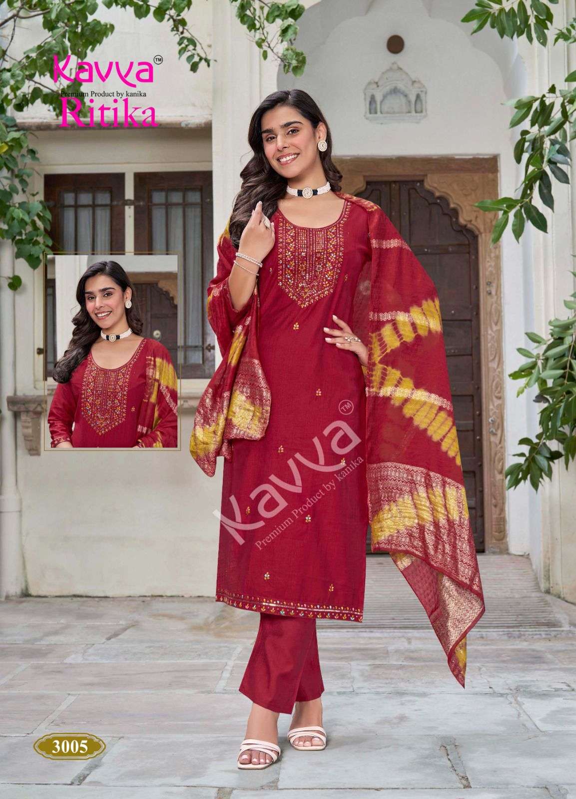 KAVYA RITIKA VOL 3 VISCOSE FANCY EMBROIDERIES WORK LADIES 3PCS SET COLLECTION 