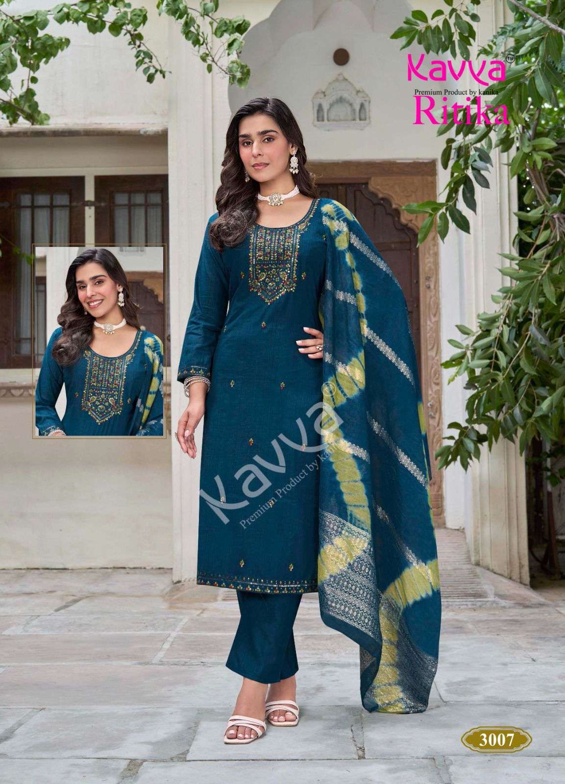 KAVYA RITIKA VOL 3 VISCOSE FANCY EMBROIDERIES WORK LADIES 3PCS SET COLLECTION 