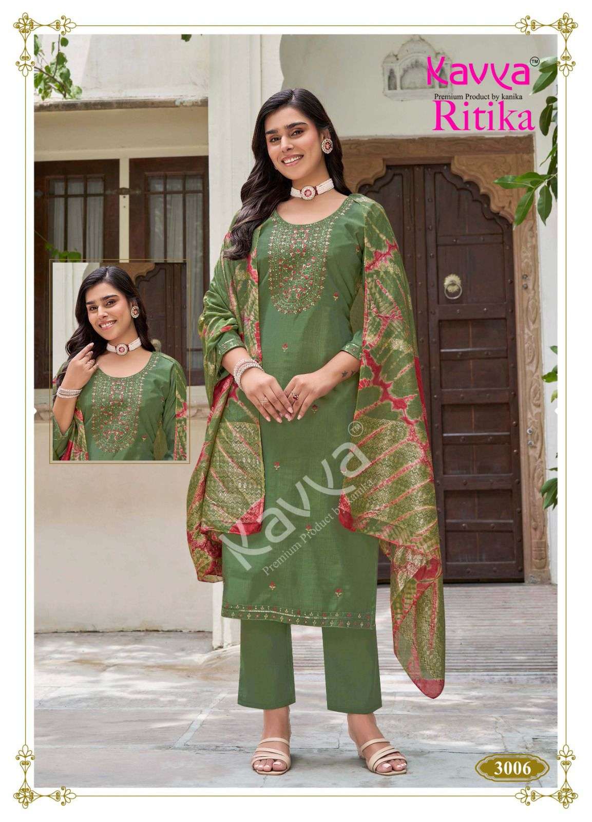 KAVYA RITIKA VOL 3 VISCOSE FANCY EMBROIDERIES WORK LADIES 3PCS SET COLLECTION 