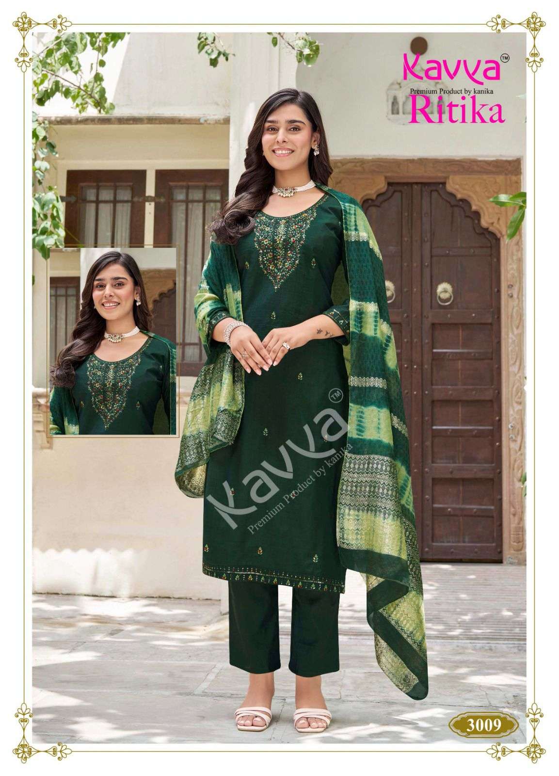 KAVYA RITIKA VOL 3 VISCOSE FANCY EMBROIDERIES WORK LADIES 3PCS SET COLLECTION 