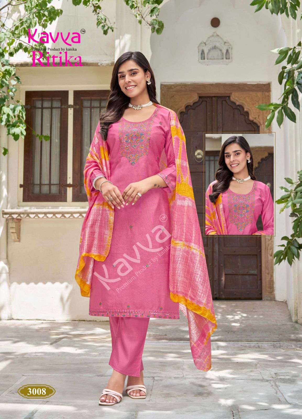 KAVYA RITIKA VOL 3 VISCOSE FANCY EMBROIDERIES WORK LADIES 3PCS SET COLLECTION 