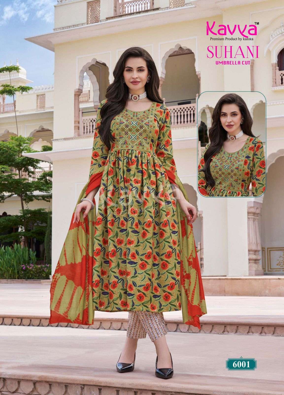 KAVYA SUHANI VOL 6 FANCY NAIRA CUT STYLE LADIES KURTI COMBO SET