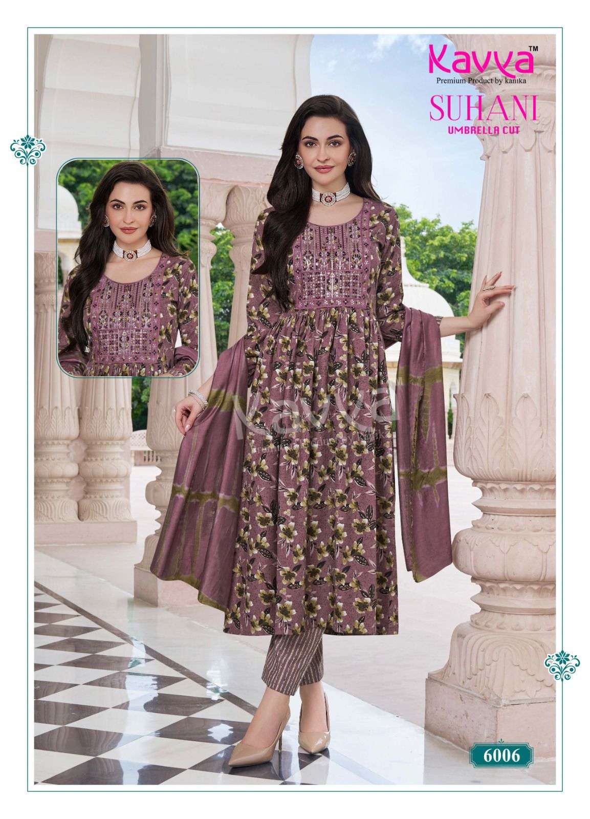 KAVYA SUHANI VOL 6 FANCY NAIRA CUT STYLE LADIES KURTI COMBO SET