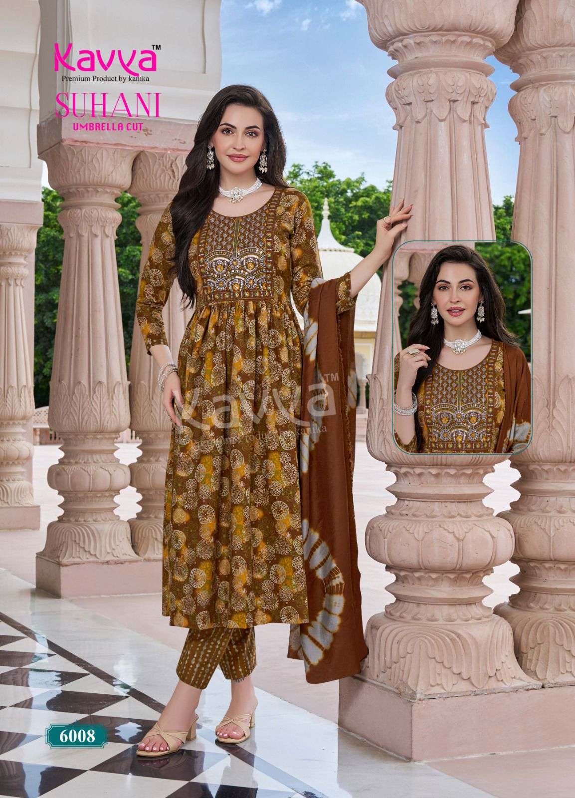 KAVYA SUHANI VOL 6 FANCY NAIRA CUT STYLE LADIES KURTI COMBO SET