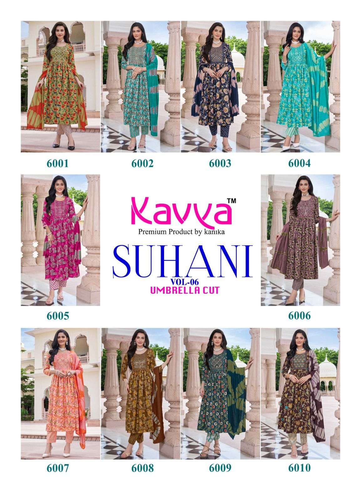 KAVYA SUHANI VOL 6 FANCY NAIRA CUT STYLE LADIES KURTI COMBO SET