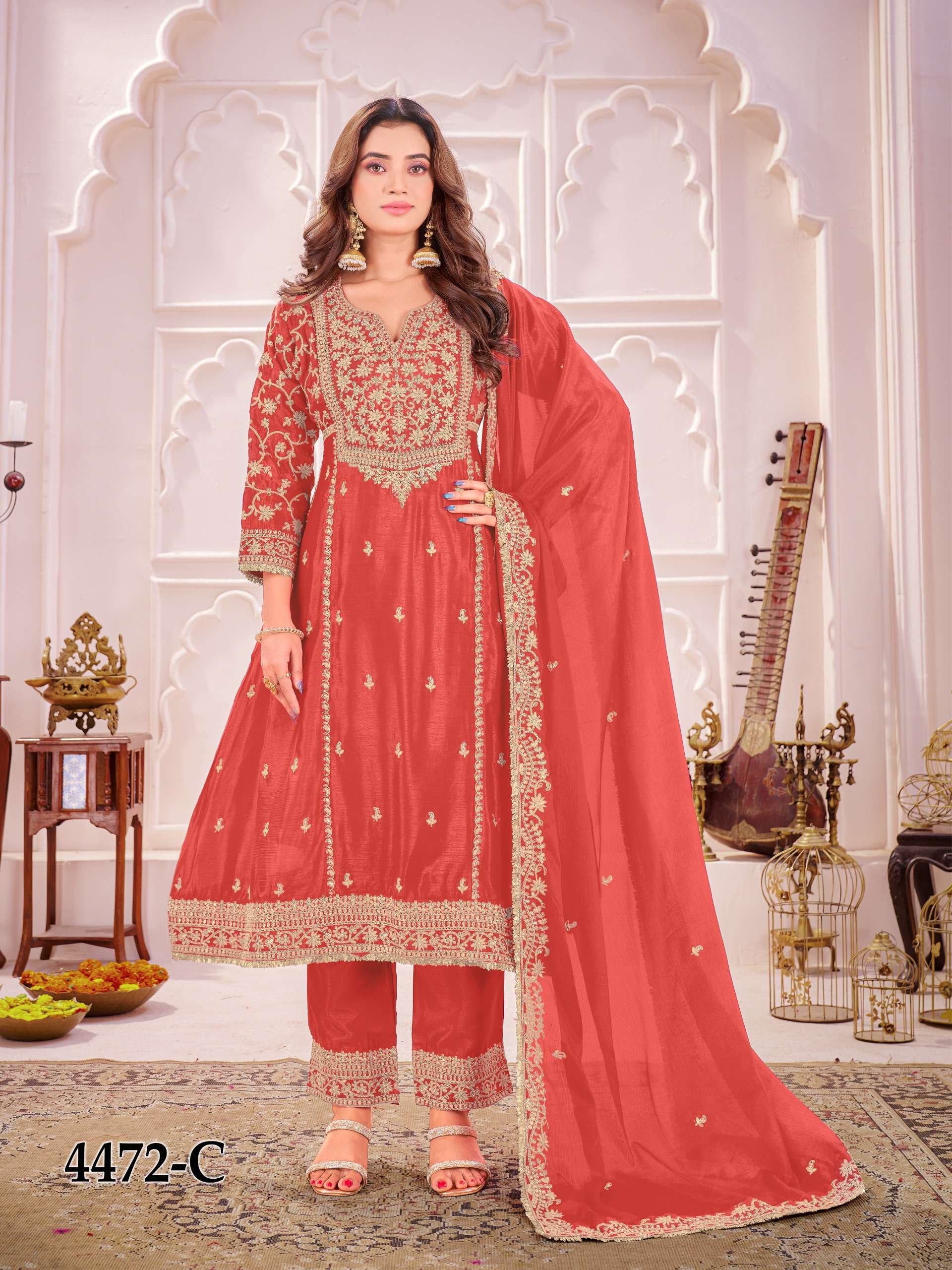 KHAS FASHION D NO 4472 HEAVY EMBROIDERY DESIGNER READY MADE SUIT