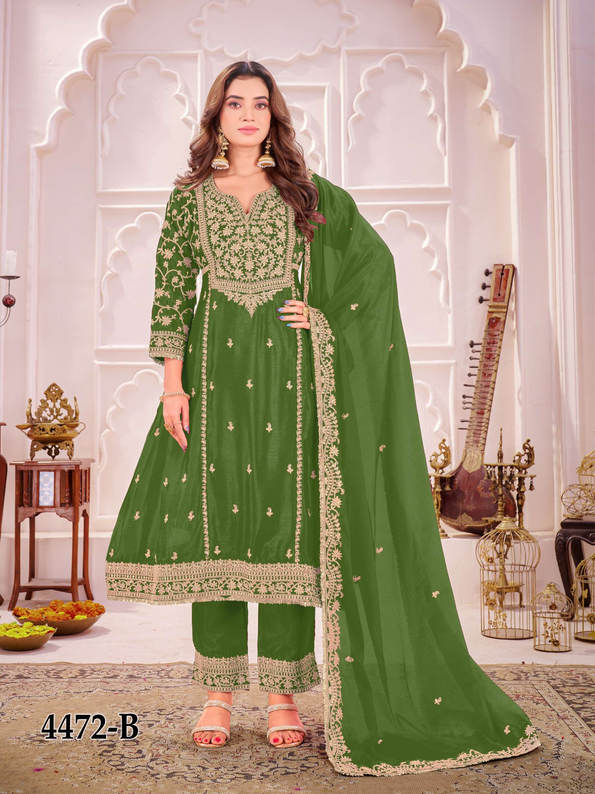 KHAS FASHION D NO 4472 HEAVY EMBROIDERY DESIGNER READY MADE SUIT