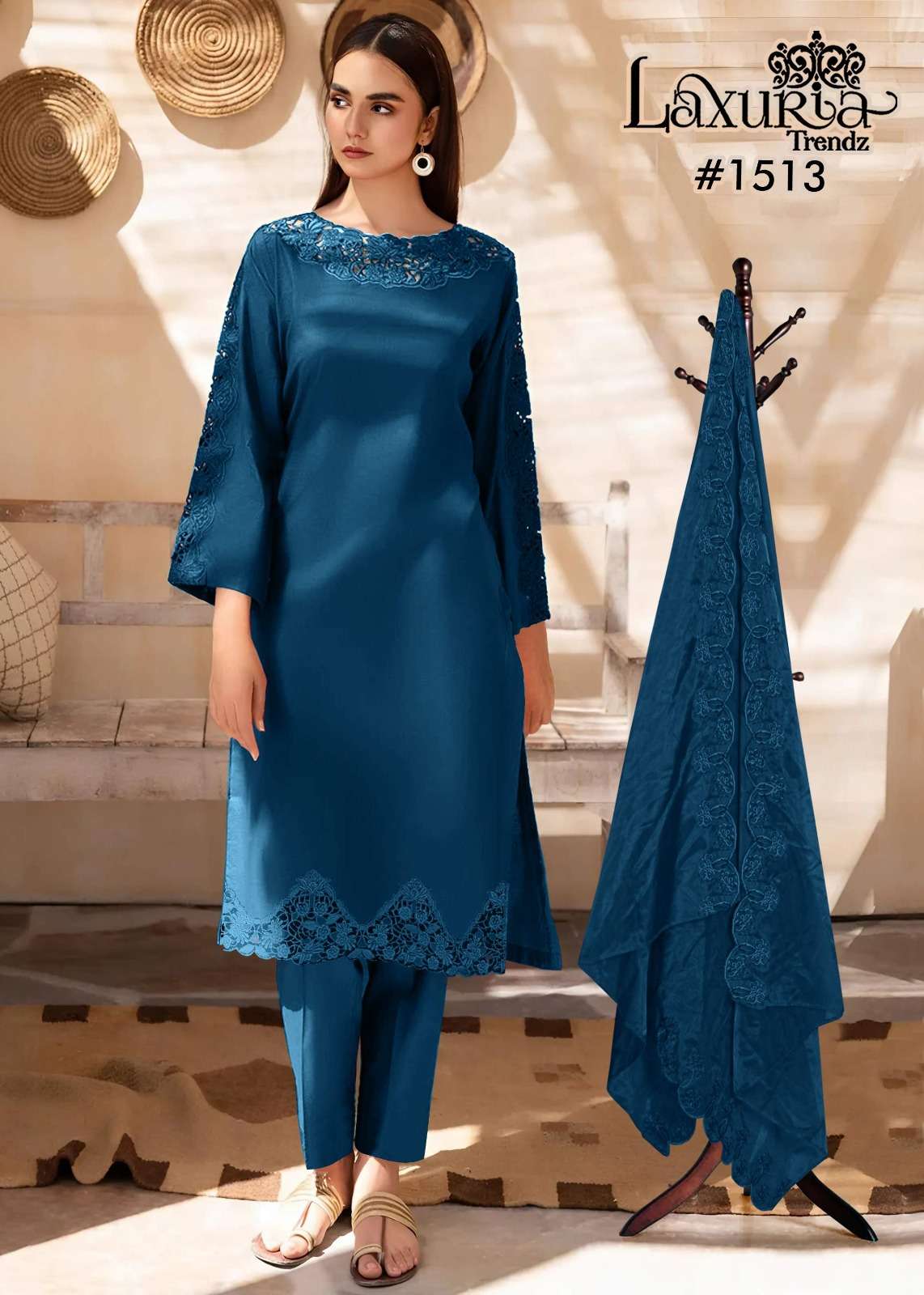 LAXURIA TRENDZ D NO 1513 SILK WITH HEAVY EMBROIDERY DESIGNER PAKISTANI SUIT