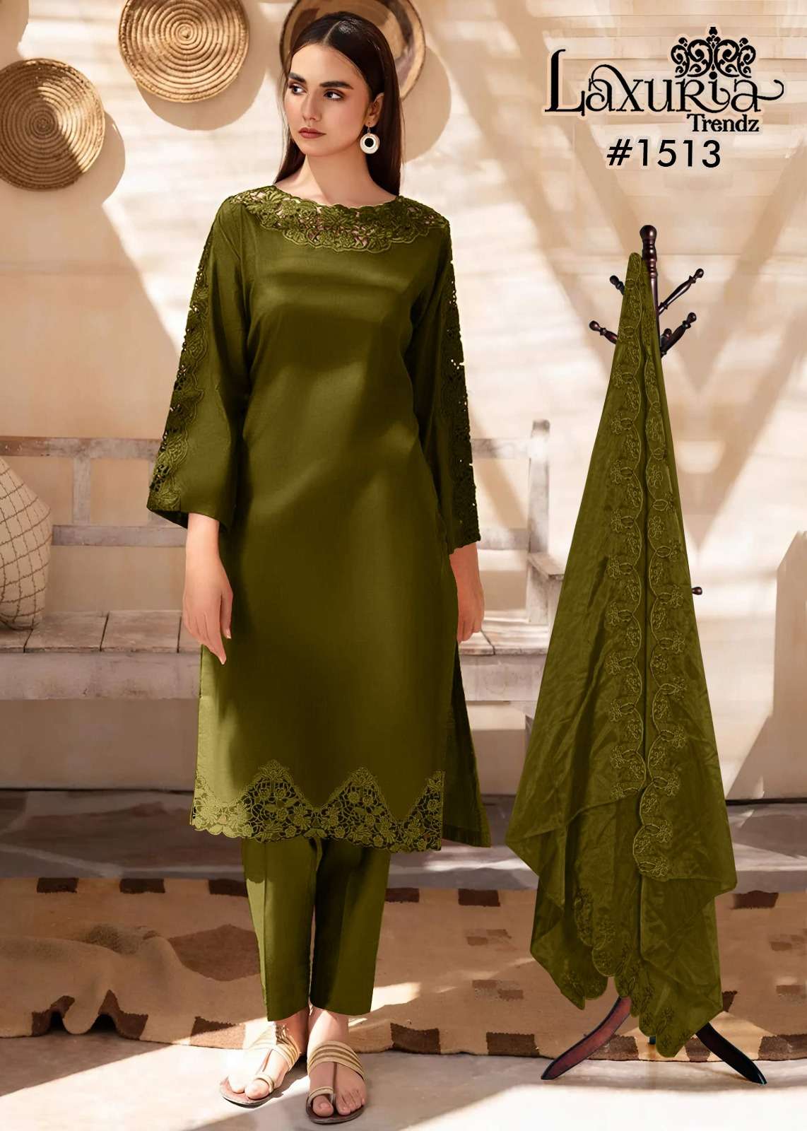LAXURIA TRENDZ D NO 1513 SILK WITH HEAVY EMBROIDERY DESIGNER PAKISTANI SUIT