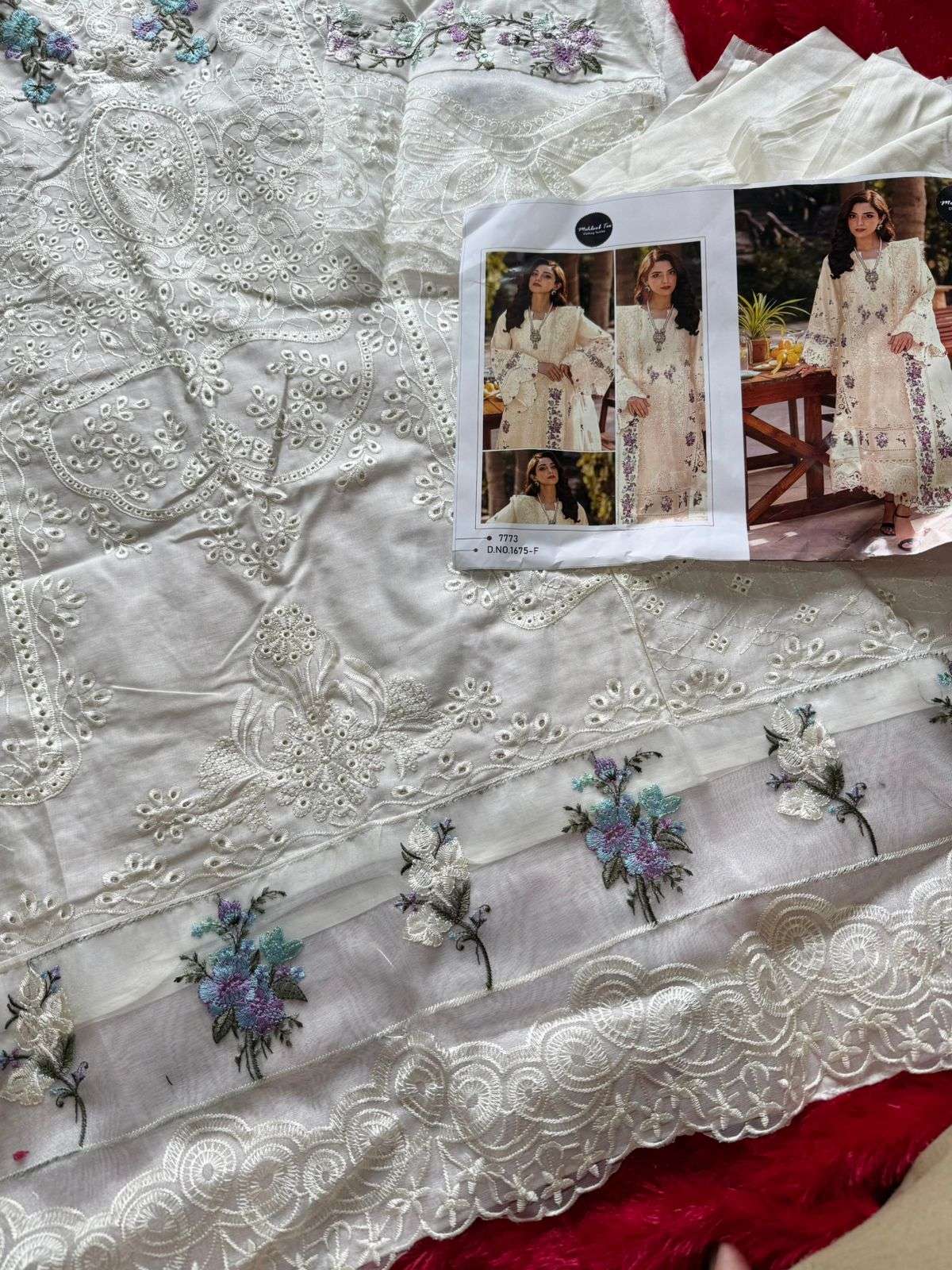 MEHBOOB TEX DESIGN NO - 1675 FH PURE COTTON HEAVY SELF EMBROIDERED PAKISTANI SALWAR SUIT