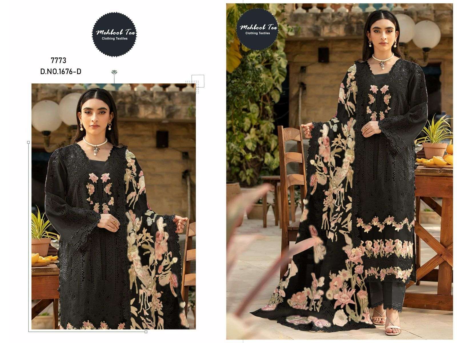 MEHBOOB TEX DESIGN NO - 1676 D PURE COTTON HEAVY SELF EMBROIDERED PAKISTANI SALWAR SUIT