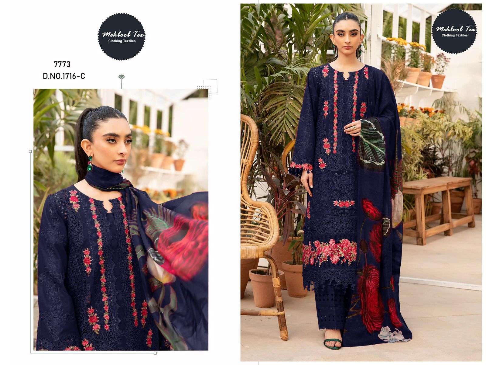 MEHBOOB TEX DESIGN NO - 1716 BC PURE COTTON HEAVY SELF EMBROIDERED PAKISTANI SALWAR SUIT