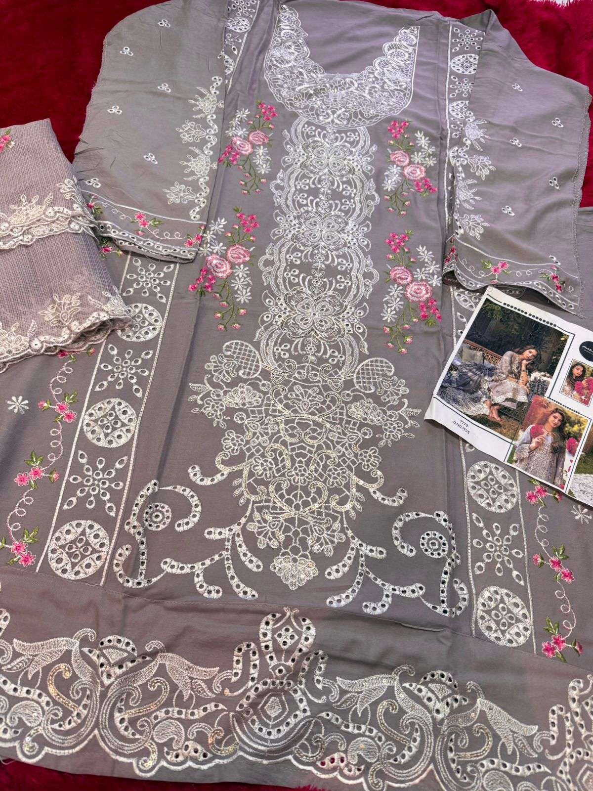 MEHBOOB TEX DESIGN NO - 1735 PURE COTTON HEAVY SELF EMBROIDERED PAKISTANI SALWAR SUIT 