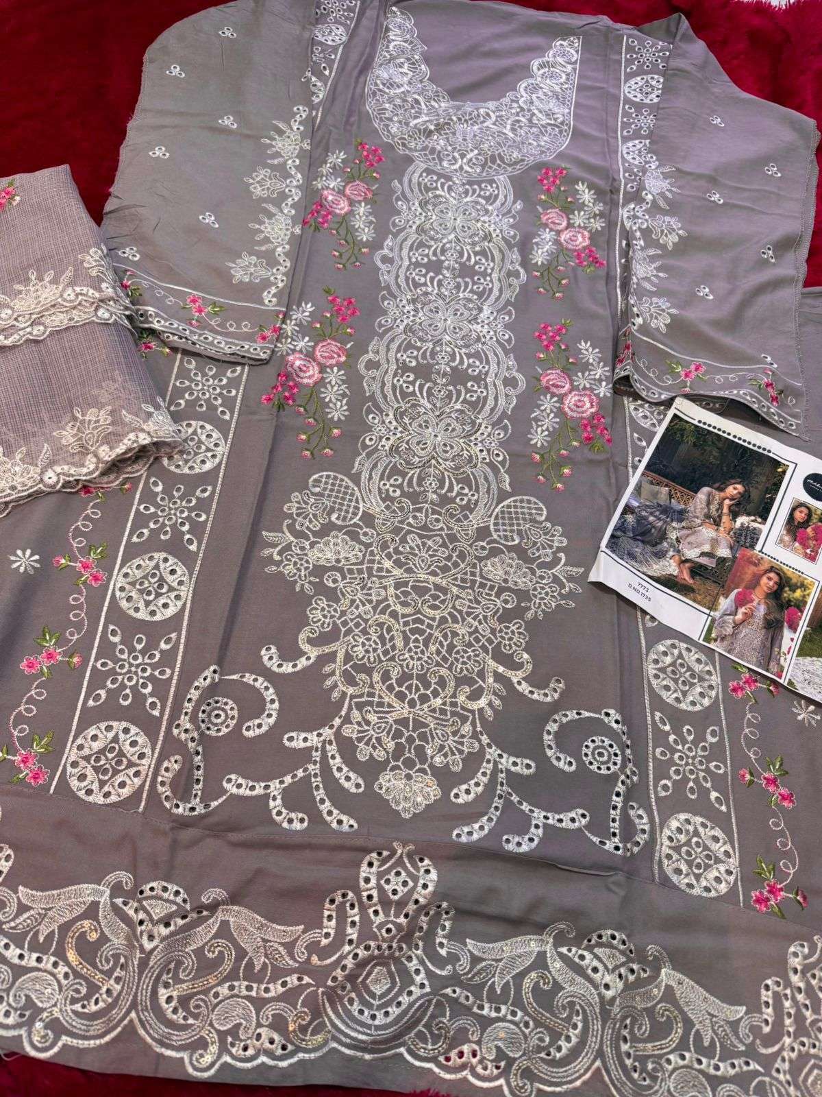 MEHBOOB TEX DESIGN NO - 1735 PURE COTTON HEAVY SELF EMBROIDERED PAKISTANI SALWAR SUIT 
