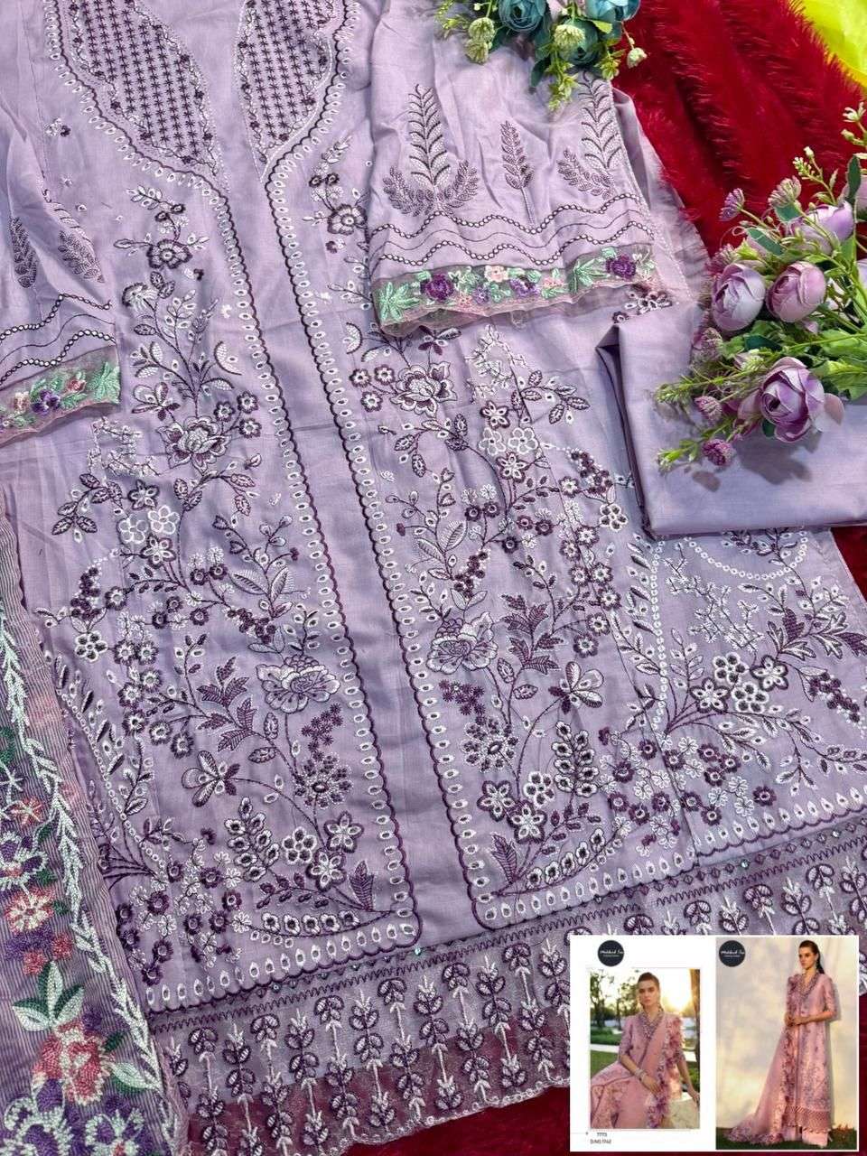 MEHBOOB TEX DESIGN NO - 1742 PURE COTTON HEAVY SELF EMBROIDERED PAKISTANI SALWAR SUIT