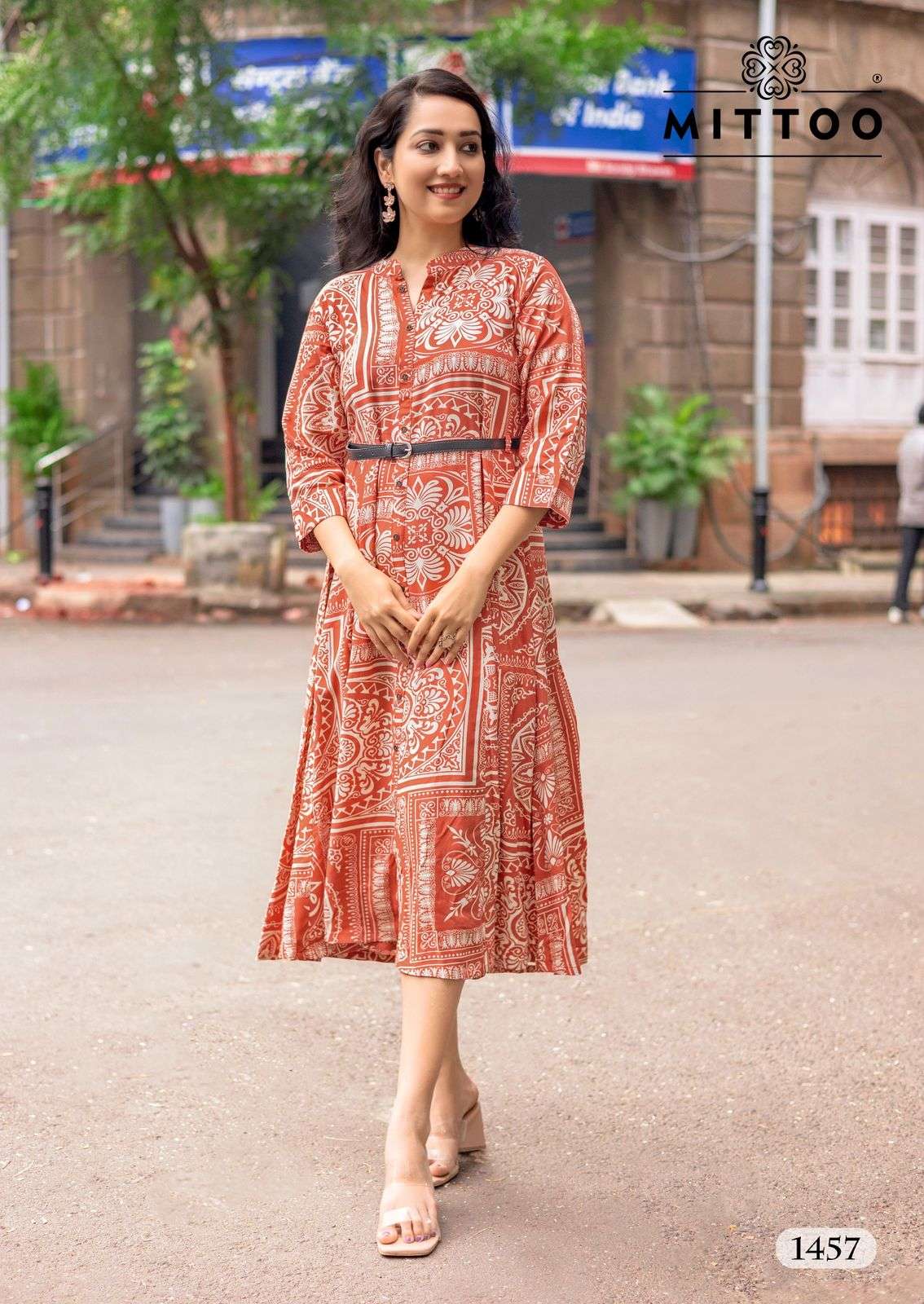 MITTOO BELT VOL 23 RAYON PRINT WESTERN STYLE LADIES GOWN