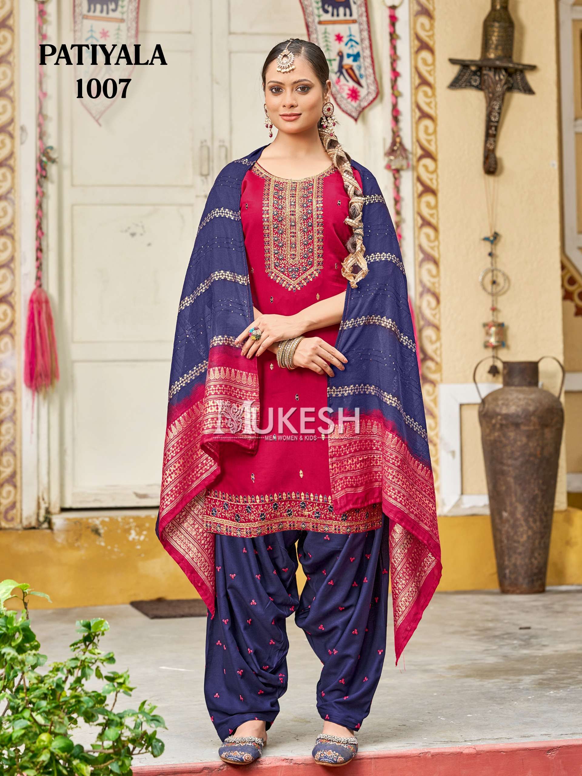 MUKESH PATIYALA SILK WITH SEQUENCE DESIGNER WORKS PUNJABI SUIT