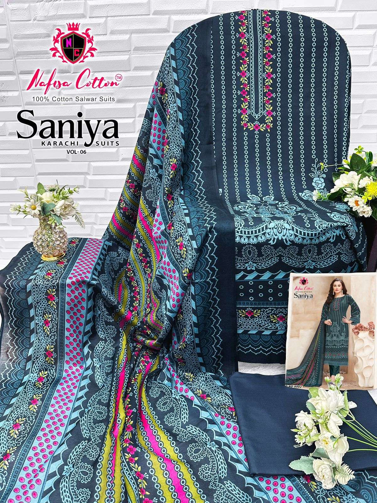 NAFISA COTTON SANIYA KARACHI SUITS VOL 6 COTTON DIGITAL PRINTS DRESS 