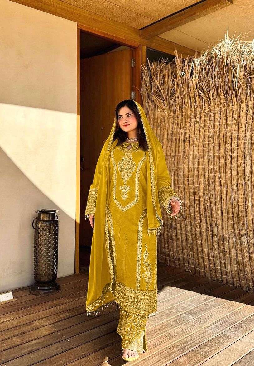 PD 1041 SILK WITH SEQUENCE EMBROIDERY DESIGNER READY MADE SUIT