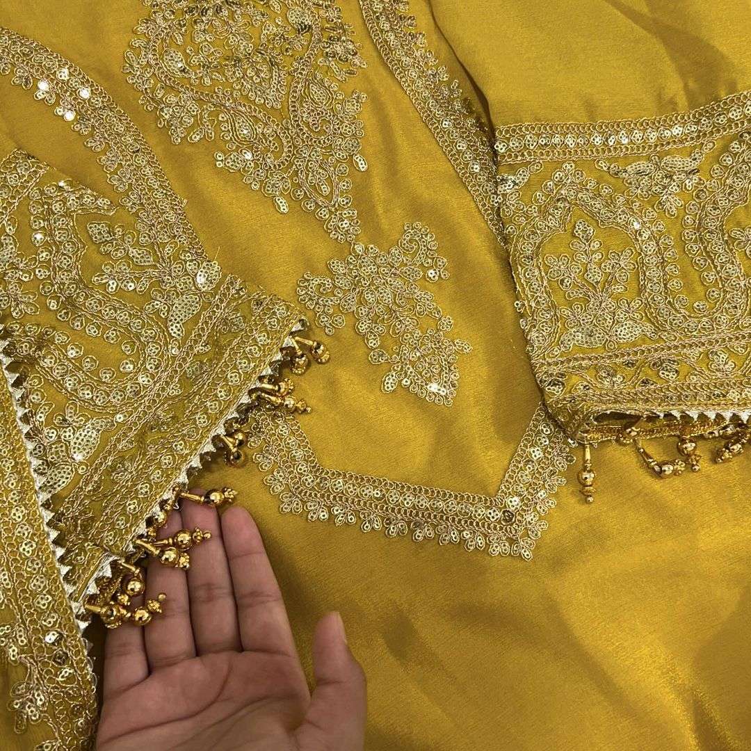 PD 1041 SILK WITH SEQUENCE EMBROIDERY DESIGNER READY MADE SUIT