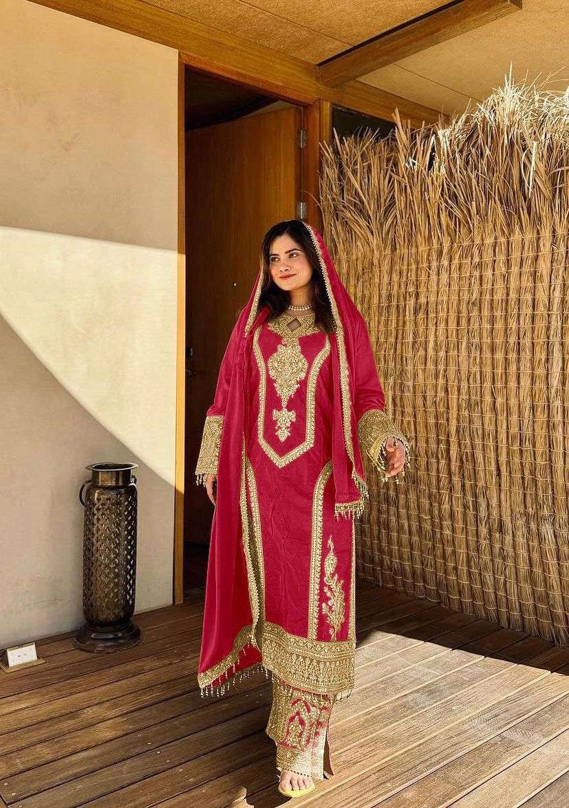 PD 1041 SILK WITH SEQUENCE EMBROIDERY DESIGNER READY MADE SUIT