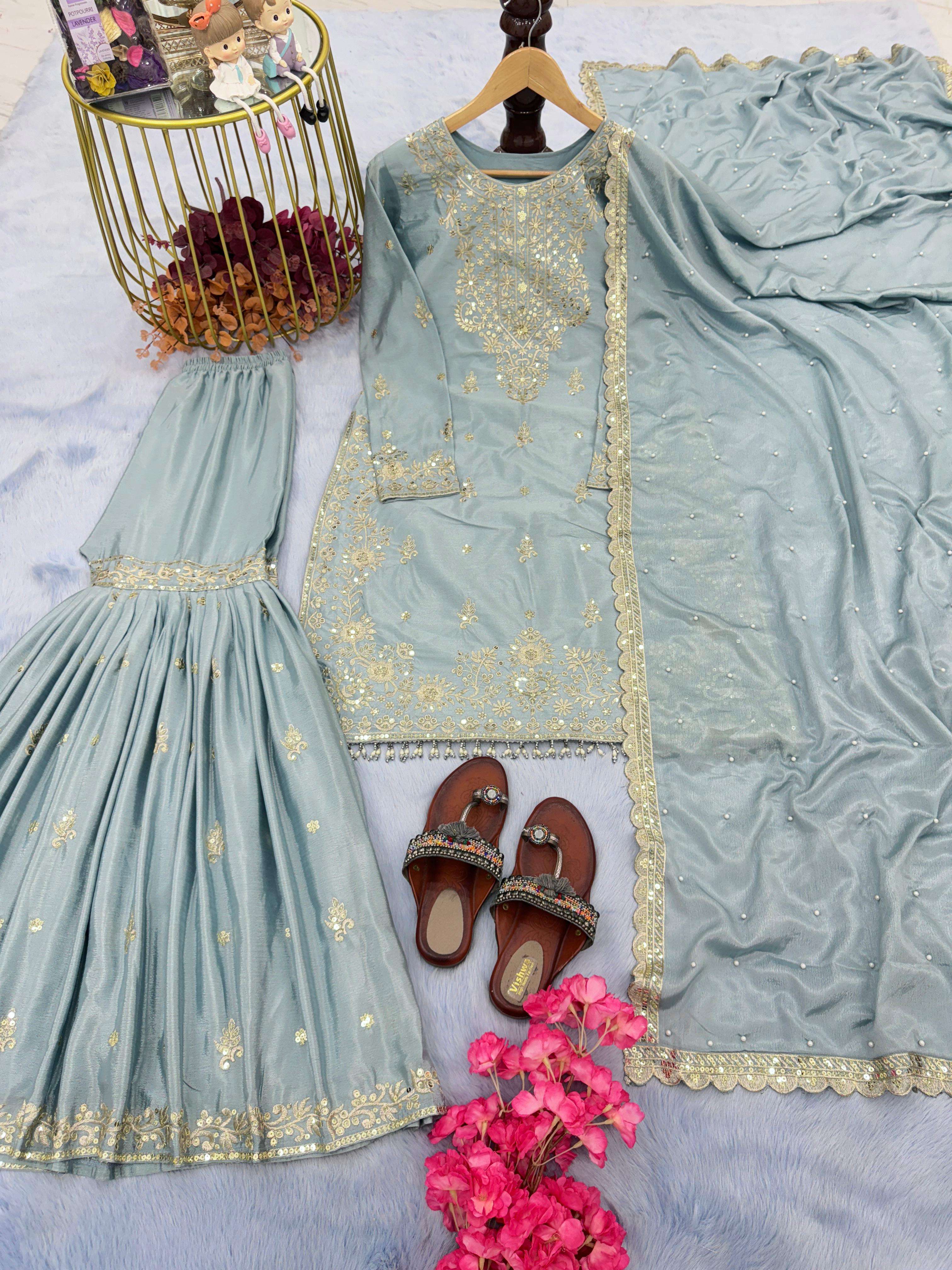 PD 1046 PARTY WEAR DESIGNER LOOK READY MADE SHARARA SUIT