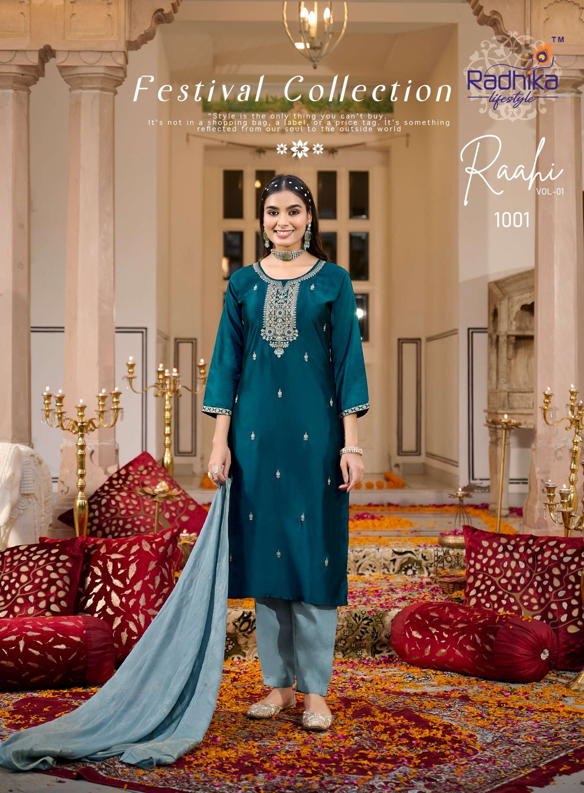 RADHIKA LIFESTYLE RAHI VOL 1 SILK WITH FANCY EMBROIDERY WORK 3PCS SET