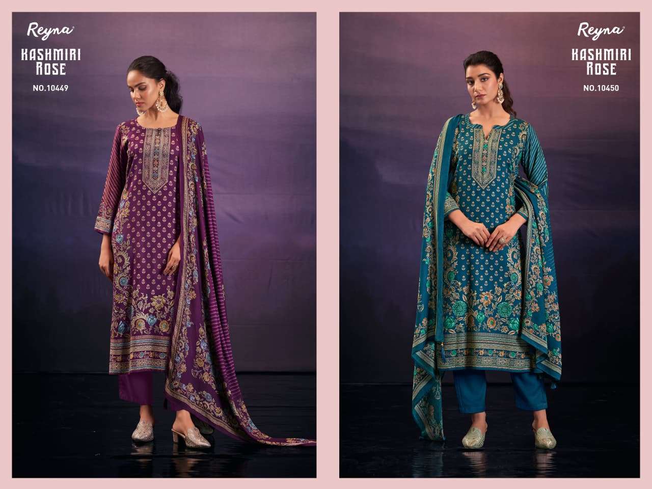 REYNA KASHMIRI ROSE PASHMINA DIGITAL PRINT WITH FANCY WORK SUIT