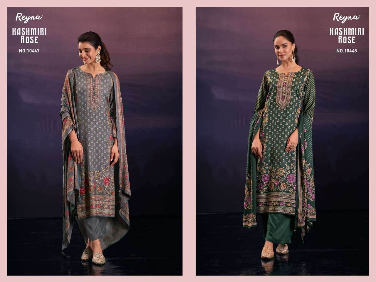 REYNA KASHMIRI ROSE PASHMINA DIGITAL PRINT WITH FANCY WORK SUIT