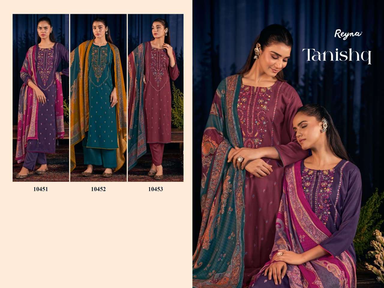 REYNA TANISHQ PASHMINA HEAVY KASHMIRI EMBROIDERY DESIGNER WORK SUIT