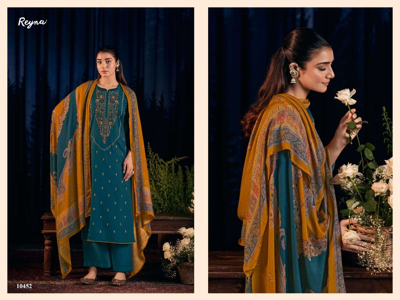 REYNA TANISHQ PASHMINA HEAVY KASHMIRI EMBROIDERY DESIGNER WORK SUIT