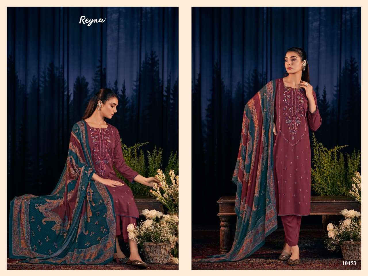 REYNA TANISHQ PASHMINA HEAVY KASHMIRI EMBROIDERY DESIGNER WORK SUIT