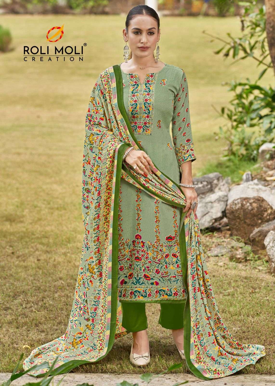ROLI MOLI CREATION NAIRA PASHMINA FANCY WORK WINTER WEAR SUIT