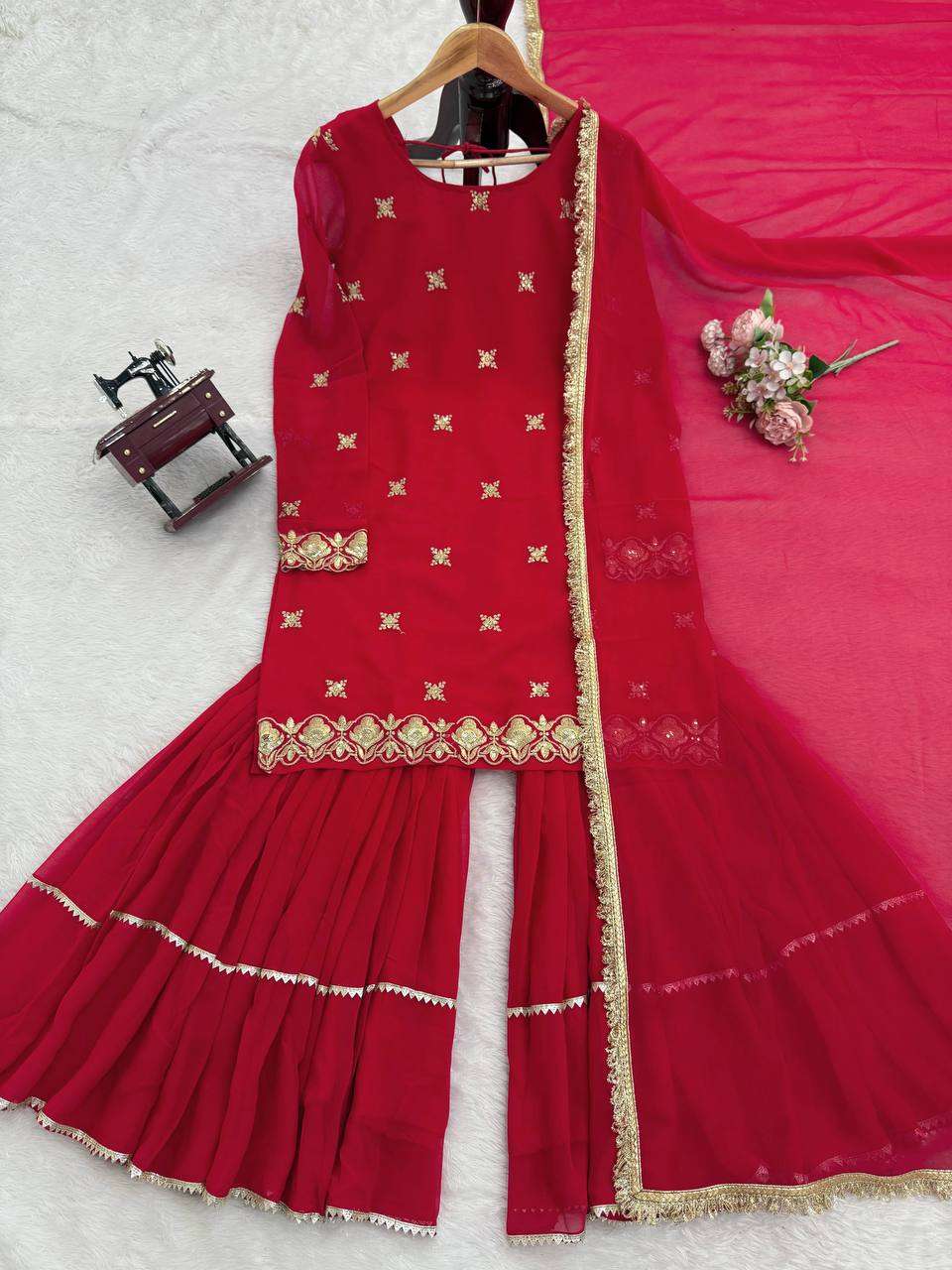 RTC 5933 GEORGETTE HEAVY DESIGNER PARTY WEAR SHARARA SUIT
