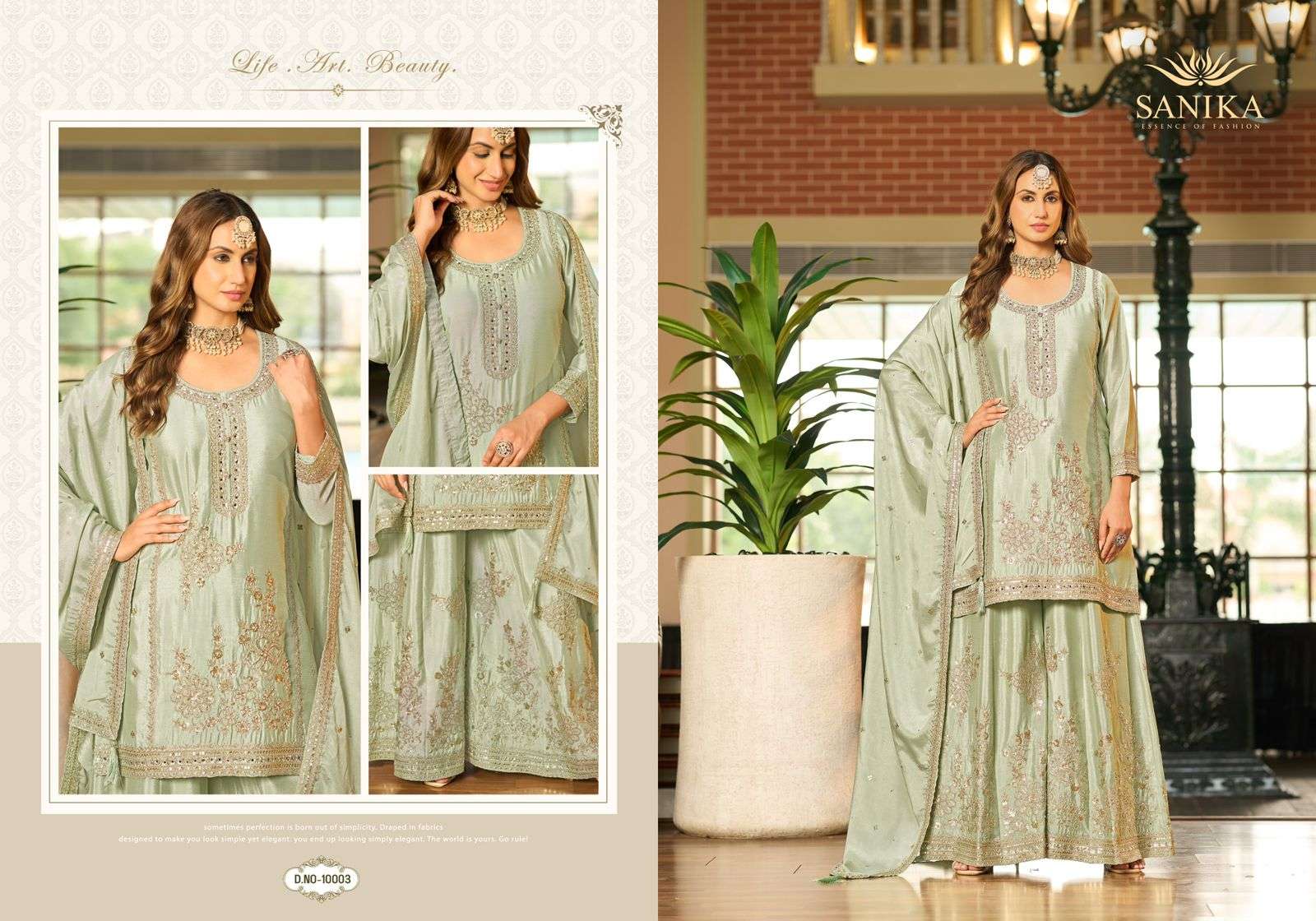 SANIKA FASHION NAZRANA SILK WITH HEAVY EMBROIDERY DESIGNER READY MADE SUIT