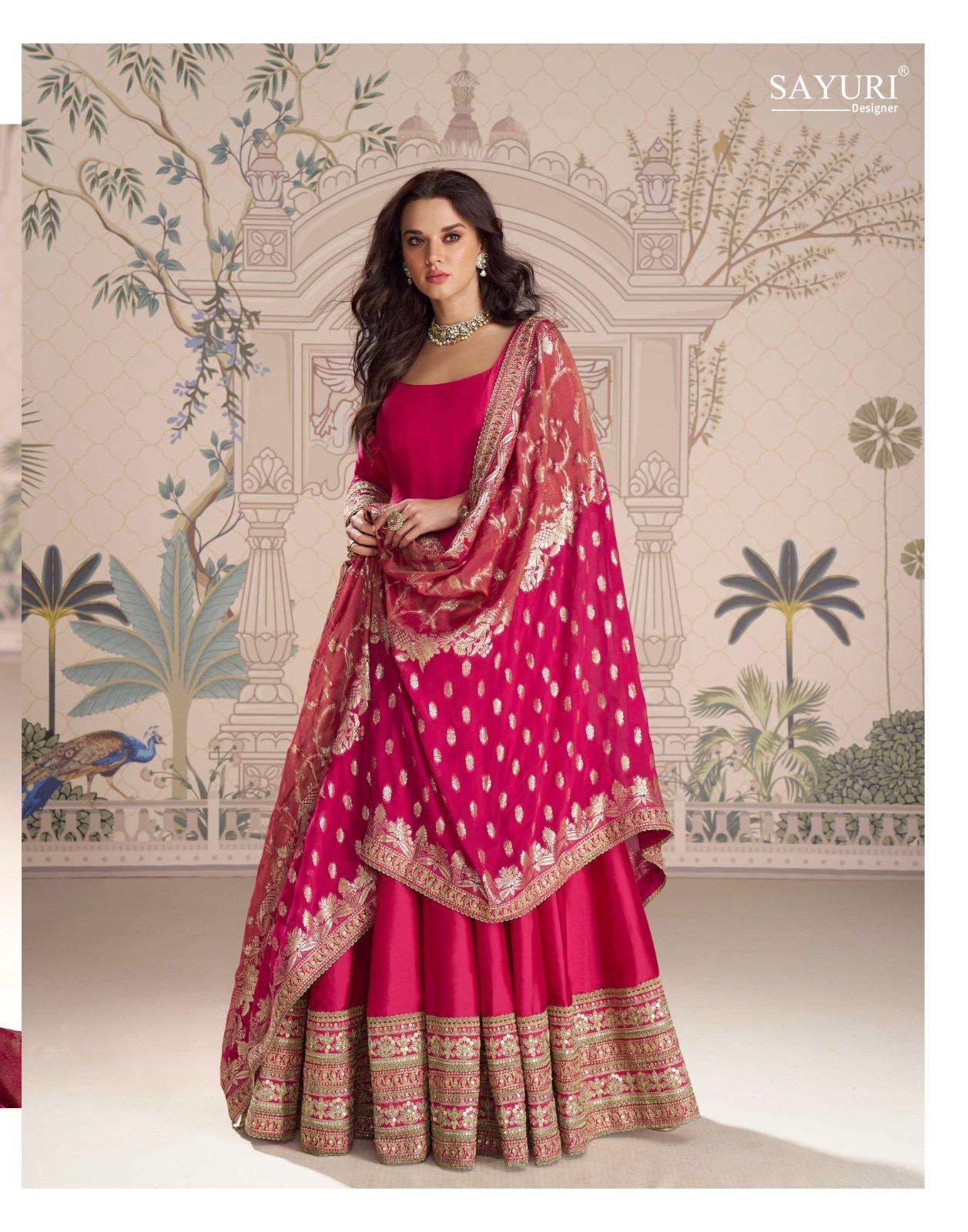SAYURI DESIGNER ROSHNI SILK JACQUARD DESIGNER PARTY WEAR ANARKALI GOWN DRESS
