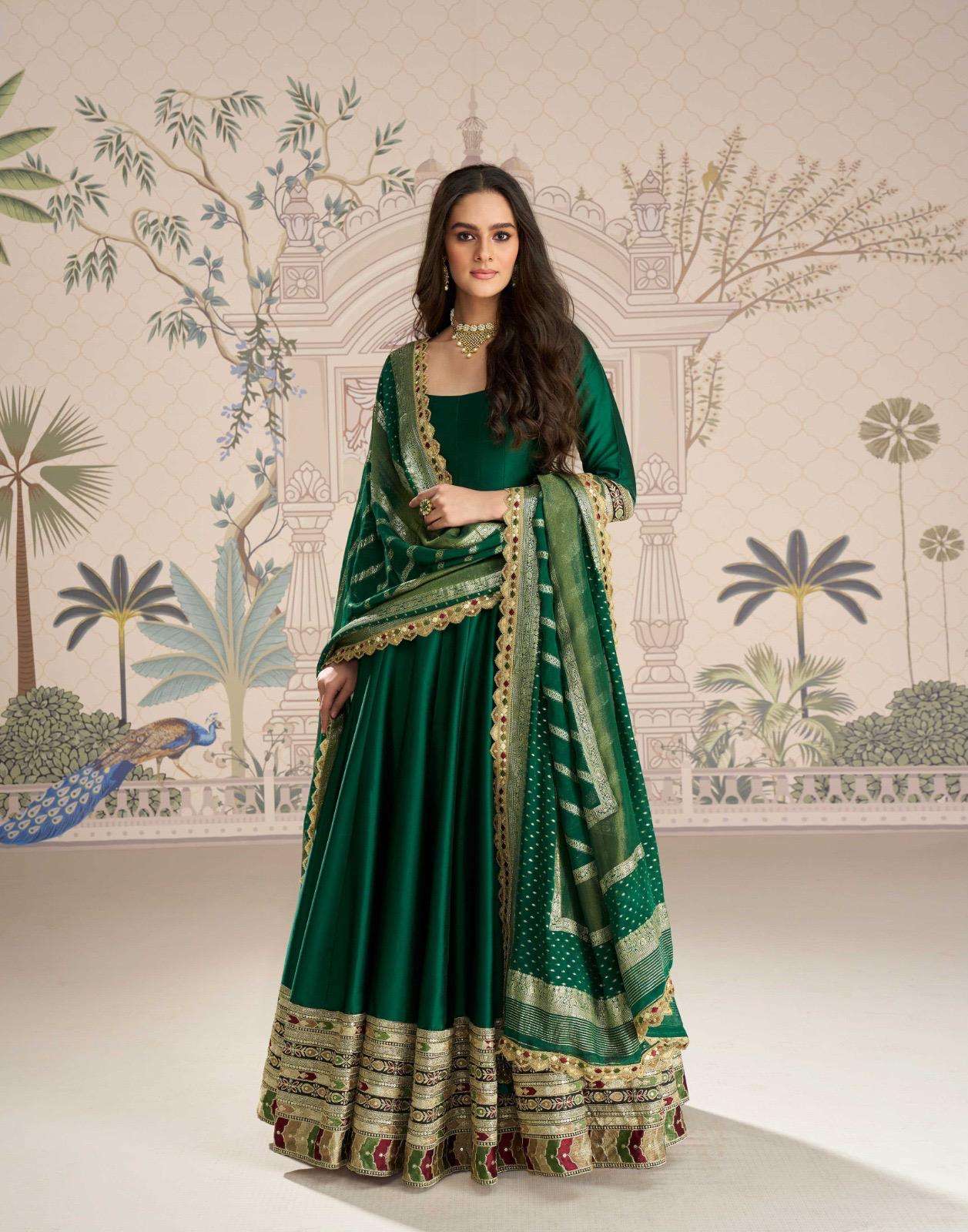 SAYURI DESIGNER ROSHNI SILK JACQUARD DESIGNER PARTY WEAR ANARKALI GOWN DRESS