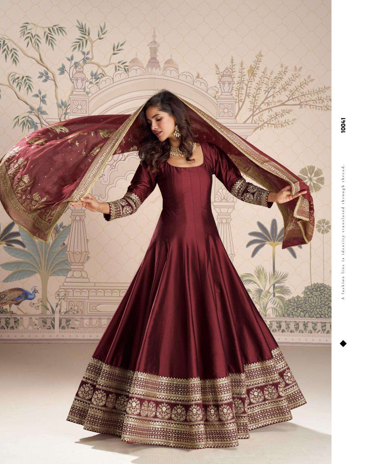 SAYURI DESIGNER ROSHNI SILK JACQUARD DESIGNER PARTY WEAR ANARKALI GOWN DRESS