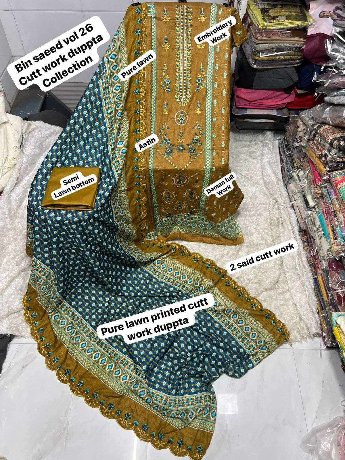 SF BIN SAEED VOL 26 LAWN COTTON FANCY WORK PAKISTANI SUIT