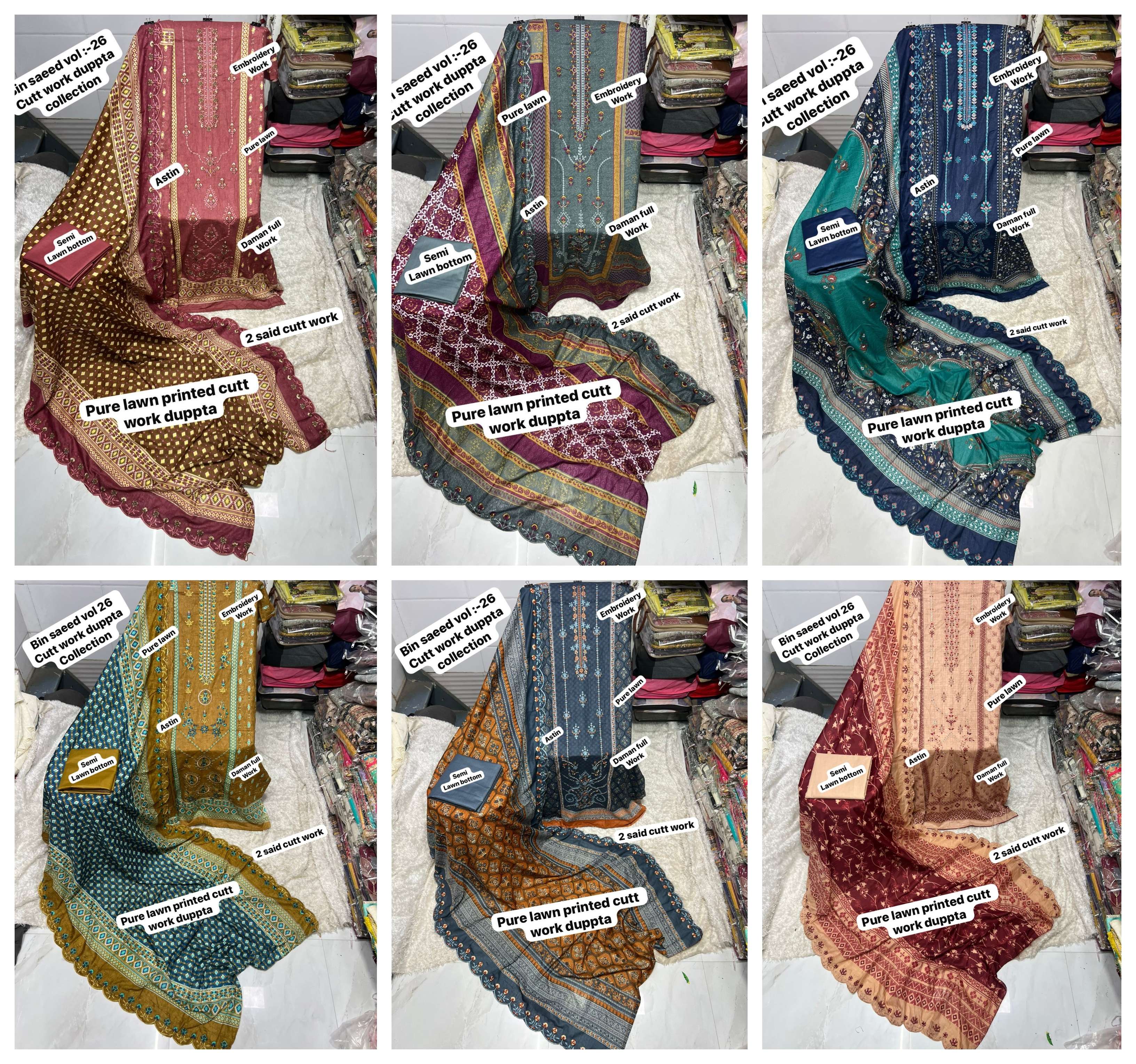 SF BIN SAEED VOL 26 LAWN COTTON FANCY WORK PAKISTANI SUIT
